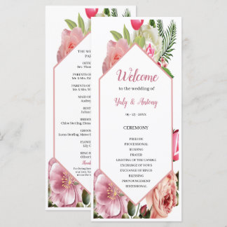 Moderne Roze Bloemige Zeshoekige Ceremonie Schema