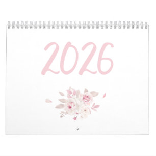 Moderne Roze Bloemkalender 2026 Kalender