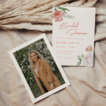 Moderne Roze Bloemrijke Script Foto Bruidsborrel
