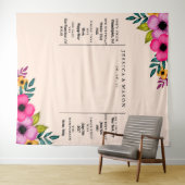 Moderne roze bloemstuk trouwfotobooth achtergrond wandkleed (In Situ (horizontaal))