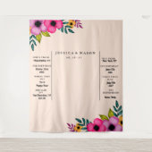 Moderne roze bloemstuk trouwfotobooth achtergrond wandkleed (Voorkant)
