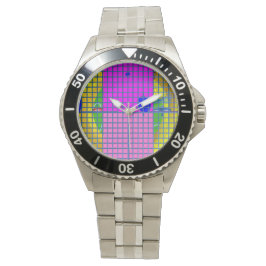 Moderne roze blokken horloge