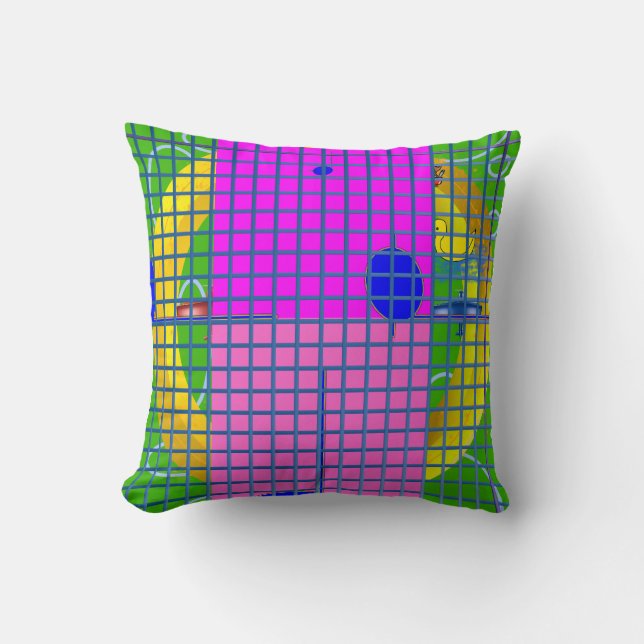 Moderne roze blokken kussen (Voorkant)