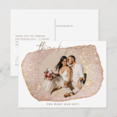 Moderne Roze Blush Glitter Foto Trouw Dankjewel Briefkaart (Voorkant / Achterkant)