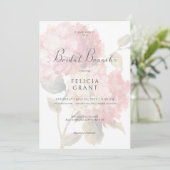 Moderne Roze Blush Hydrangea Bridal Brunch Kaart (Staand voorkant)