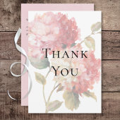 Moderne Roze Blush Hydrangea Bruiloft Bedankkaart