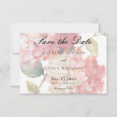 Moderne Roze Blush Hydrangea Bruiloft Save The Date (Voorkant)