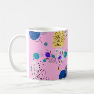 Moderne Roze Boho Bloemige Abstracte Botanische Vo Koffiemok