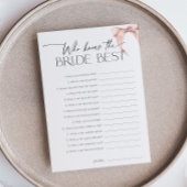 Moderne roze boog die de bruid het beste spel kent kaart