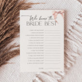 Moderne roze boog die de bruid het beste spel kent kaart