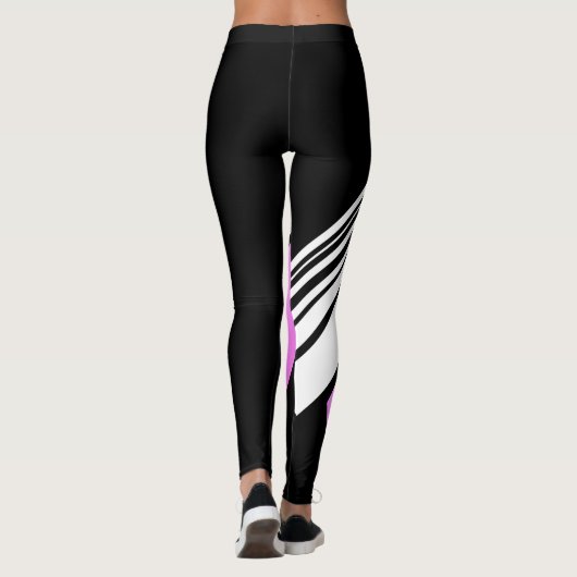 Moderne roze borstkankerbewustmakingspatroon leggings (Achterkant)