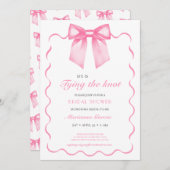 Moderne Roze Bow Bruids Douche Uitnodiging (Voorkant / Achterkant)