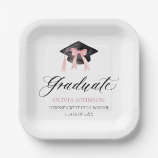 Moderne Roze Bow Coquette Graduation Cap Afstudere Papieren Bordje
