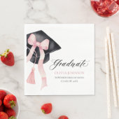 Moderne Roze Bow Coquette Graduation Cap Afstudere Servet (Insitu)