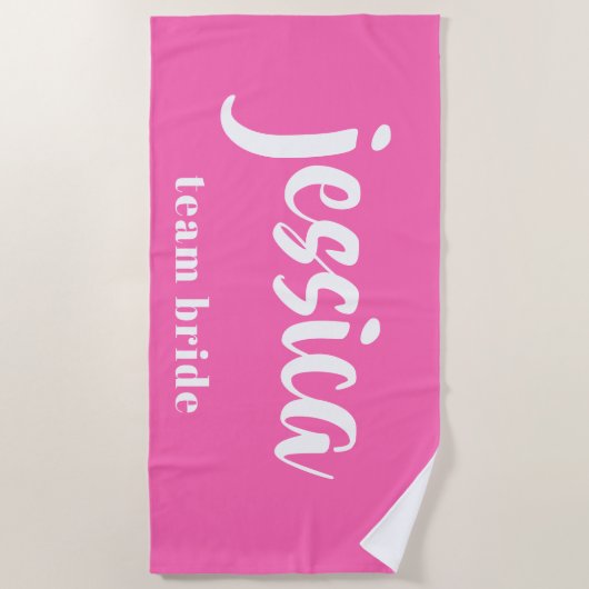 Moderne Roze Bruidsmeisje Monogrammed Naam Strandlaken (Voorkant)
