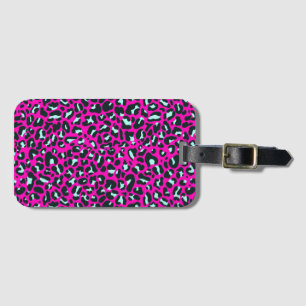 Moderne roze cheeta luipaard dierprint bagagelabel