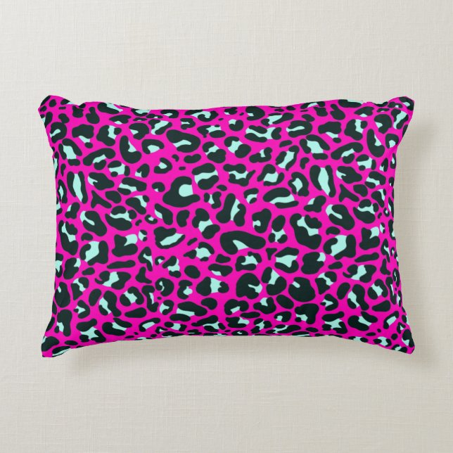 Moderne Roze Cheetah Leopard Dierenprint Accent Kussen (Voorkant)