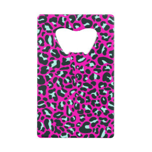 Moderne Roze Cheetah Leopard Dierenprint Kredietkaart Flessenopener