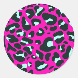 Moderne Roze Cheetah Leopard Dierenprint Ronde Sticker