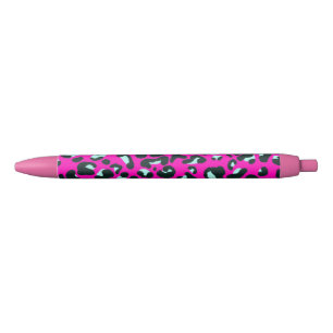 Moderne Roze Cheetah Leopard Dierenprint Zwarte Inkt Pen