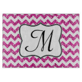 Moderne Roze Chevron Monogram Glassnijplank Snijplank (Voorkant)