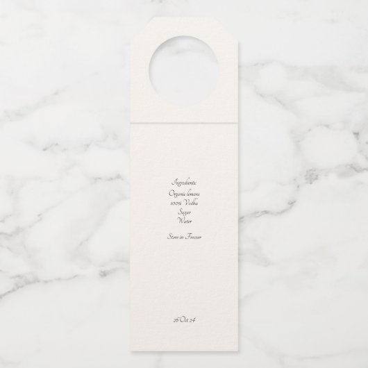 Moderne roze citroen bruiloft Limoncello Flessenhanger (Achterkant)