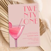Moderne Roze Cocktail 21e Verjaardag Kaart