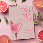 Moderne Roze Cocktail 21e Verjaardag Kaart