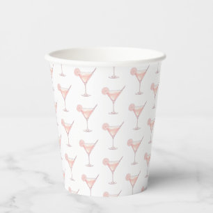 Moderne roze cocktail verjaardag papieren bekers