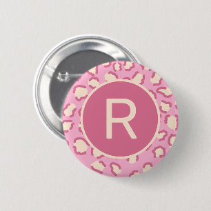 Moderne Roze Cowgirl Girly Monogram Gepersonalisee Ronde Button 5,7 Cm
