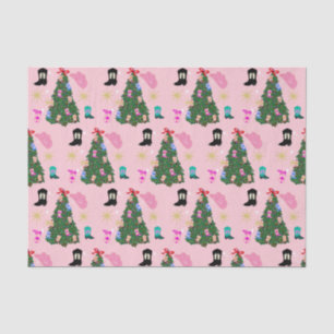 Moderne roze cowgirl Westerne Boots kerstboom Tissuepapier