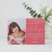 Moderne Roze Dankjewelkaart voor Kinderen Fotokaar Bedankkaart (Staand voorkant)