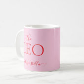 Moderne Roze De CEO Naam | Meisjesachtig Cadeau Koffiemok (Voorkant links)