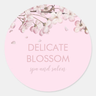 Moderne Roze Delicate Bloesem Ronde Sticker