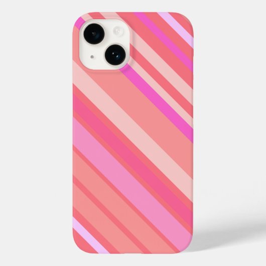 Moderne roze diagonale strepesnop Case-Mate iPhone case (Achterkant)