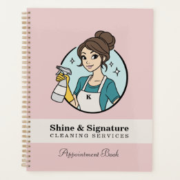 Moderne Roze Dienstmeid Logo Schoonmaakdiensten Planner