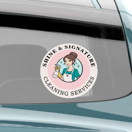 Moderne Roze Dienstmeid Schoonmaakdienst Auto Viny Sticker