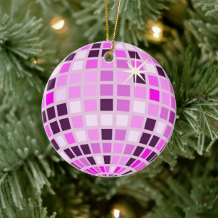 Moderne Roze Disco Bal Keramisch Ornament