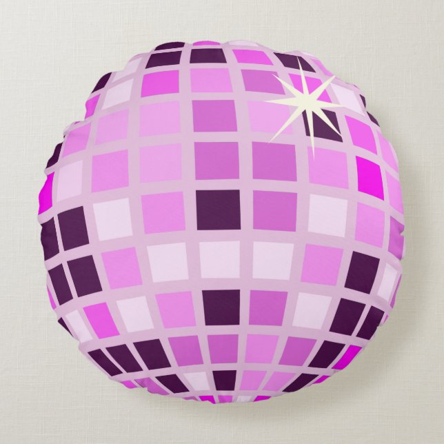 Moderne Roze Disco Bal Rond Kussen (Voorkant)