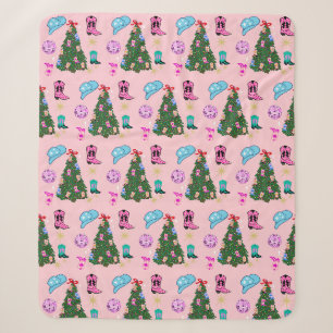 Moderne Roze Disco Cowgirl Rodeo Kerstboom Sherpa Deken