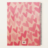 Moderne Roze Doodle Harten Monogram Planner (Achterkant)