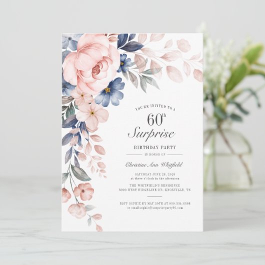 Moderne roze draai script verrassende 60e verjaard kaart (Staand voorkant)