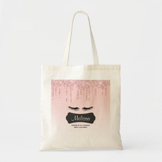 Moderne Roze Dripping Glitter & Wimpers Zakelijk Tote Bag (Voorkant)