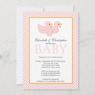 Moderne roze eenden Baby shower Kaart