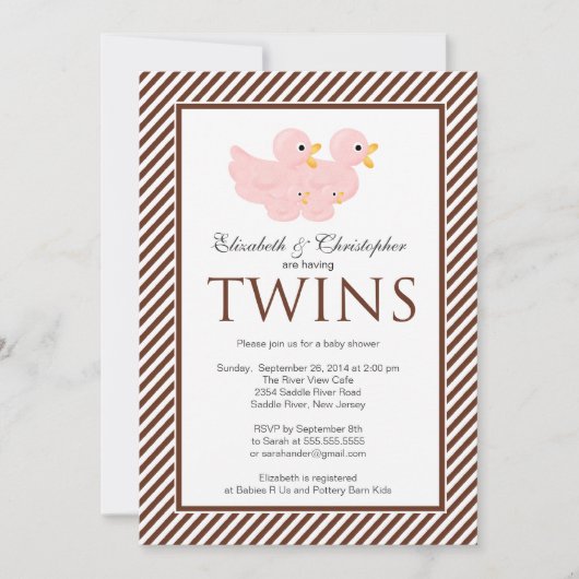 Moderne roze eenden Baby shower Kaart (Voorkant)