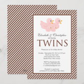 Moderne roze eenden Baby shower Kaart (Voorkant / Achterkant)