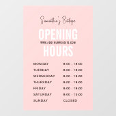 Moderne Roze Eenvoudige Boutique Openingstijden Raamsticker (Vel)