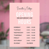 Moderne Roze Eenvoudige Boutique Openingstijden Raamsticker