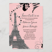 moderne roze eiffeltoren  parijs bruiloft kaart (Voorkant / Achterkant)