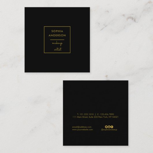 Moderne, roze, elegante make-up kunstenaar vierkante visitekaartje (Voorkant / Achterkant)